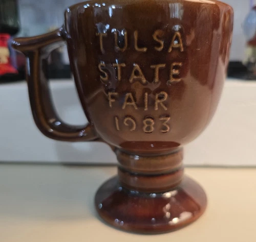 Vintage C13 Frankoma Pottery Tulsa Fair Goblet Color Brown 4.25 X 4.5 Inches