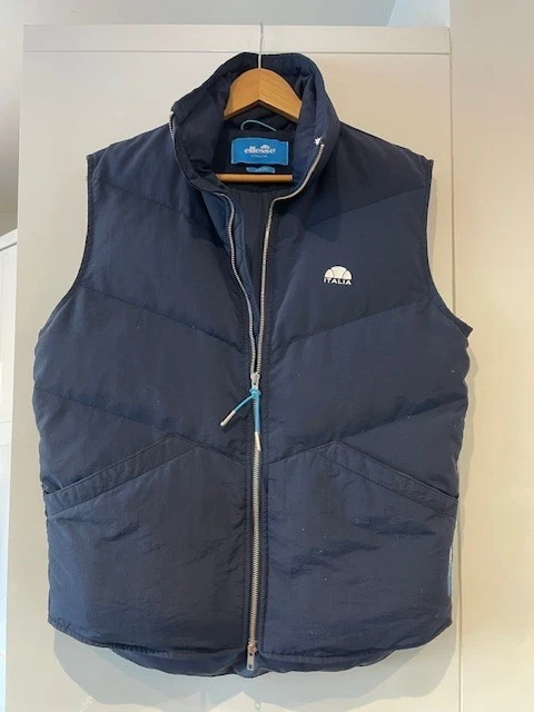 Vintage Ellesse Italia Down filled Gilet Men’s Zip Up Puffer Body Warmer M Y2K