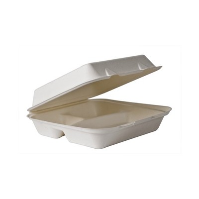 Eco Products EPHC93NFA 9 in 3Compartment Bagasse Clamshells