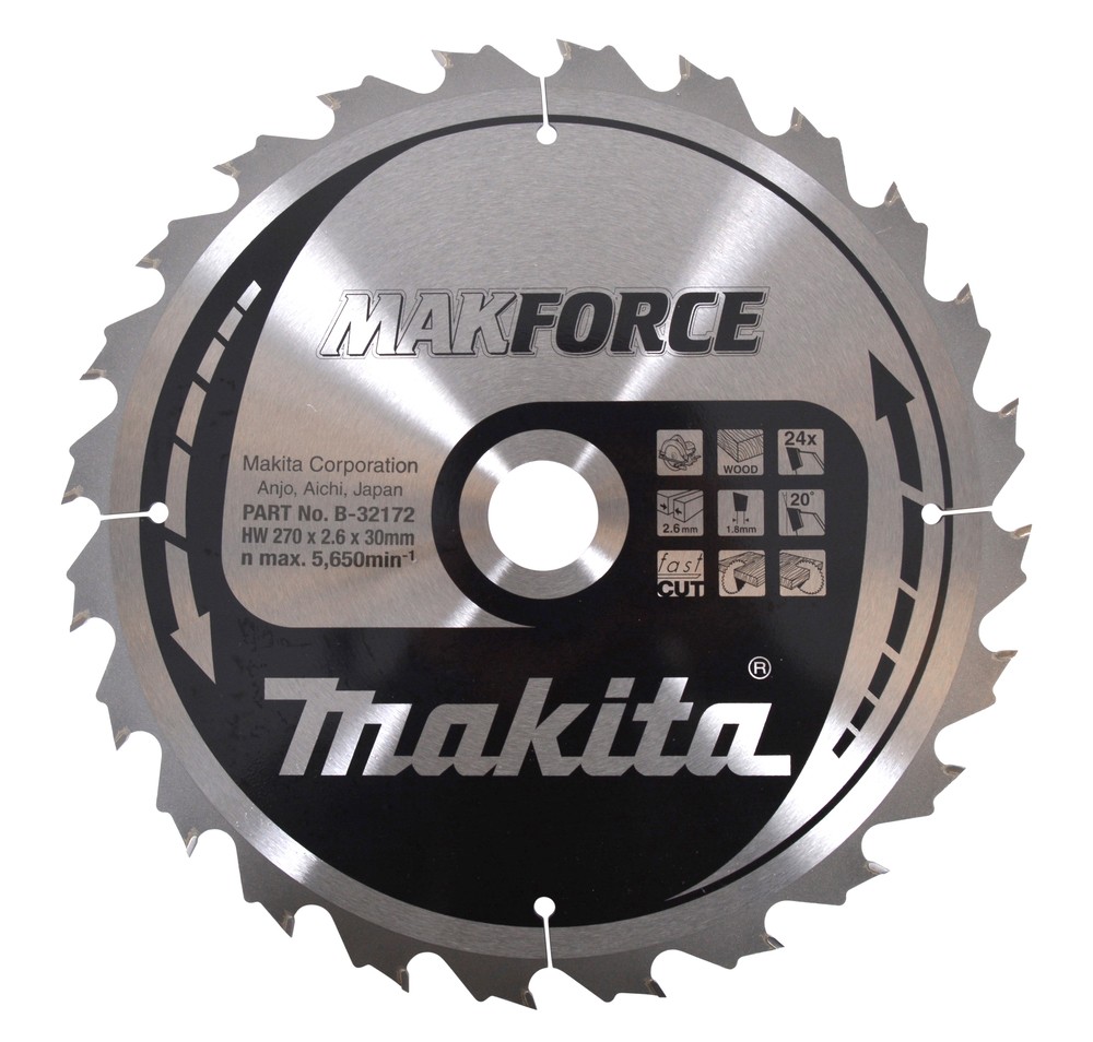 Makita B-32172 Lama Sega Circolare Makforce TCT 270 x 30 мм 24 Т Legno 15190₽