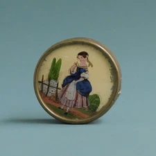 Small Candy Box Fixed Under Glass Bergère 19th C Eglomisé Cover Framed