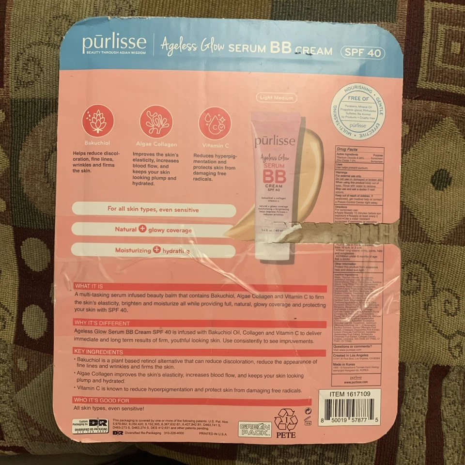 Purlisse Ageless Glow Serum BB Cream with SPF40 Medium Warm 1.4oz EXP 01/19/2026 - Image 2 of 3