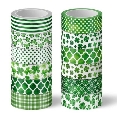 12 Rolls St. Patrick's Day Washi Tape Green Washi Masking Tape Lucky Shamrock Cl