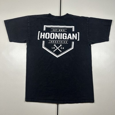 Hoonigan T Shirt Men's Size Medium Black White Long Beach Moto Grunge Racing