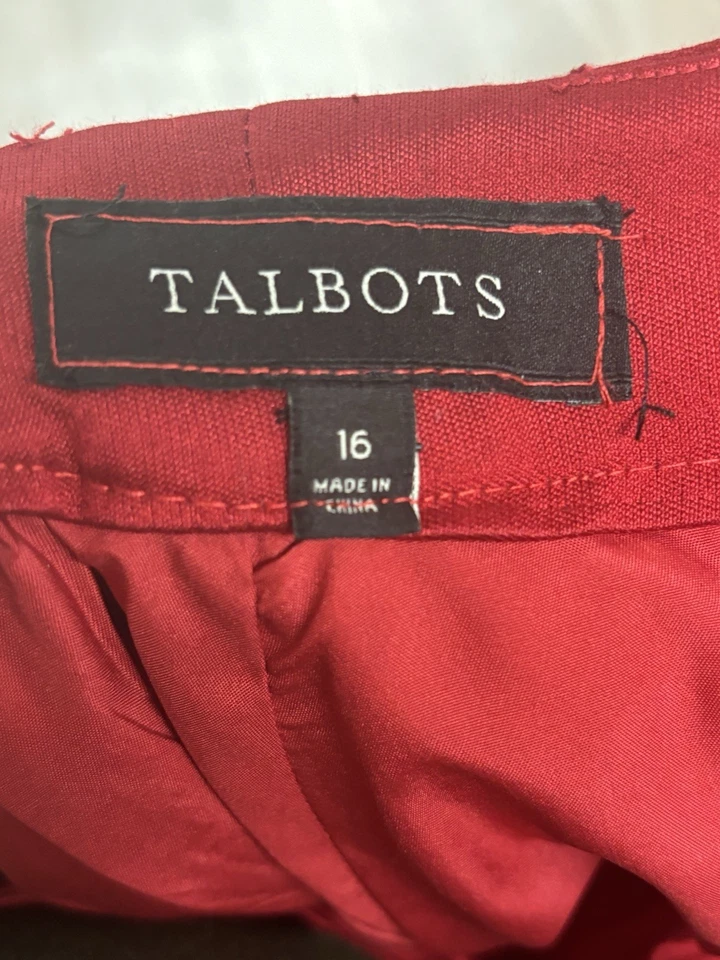 Talbots Dress Pants Women's Size 16 Red Stretch Straight Leg Side Zip Regular - Image 2 of 2