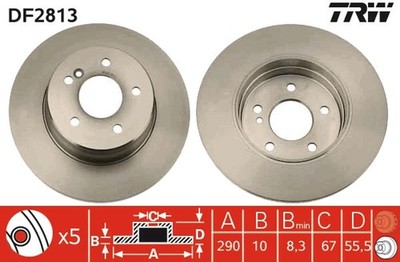 2x TRW Bremsscheibe DF2813 für MERCEDES CLK CLC S203 SLK W203 W202 A208 W210 200