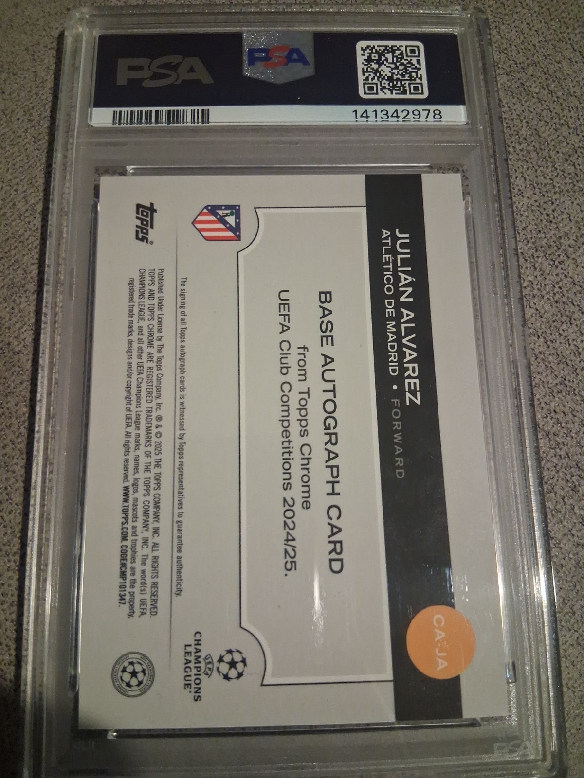 Topps Chrome Sapphire 2024-25 #CA-JA Julián Álvarez Auto /10 Atl Madrid view 5