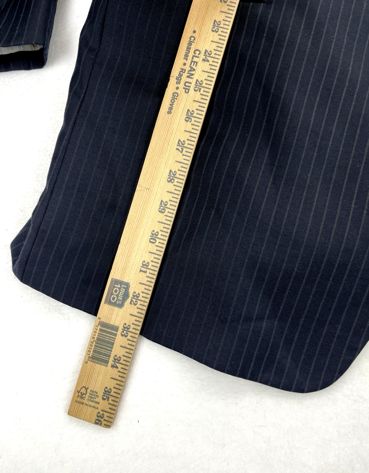 Vintage Calvin Klein Mens 48L Navy Black Pinstripe Wool Blazer Sport Coat Jacket thumbnail 10