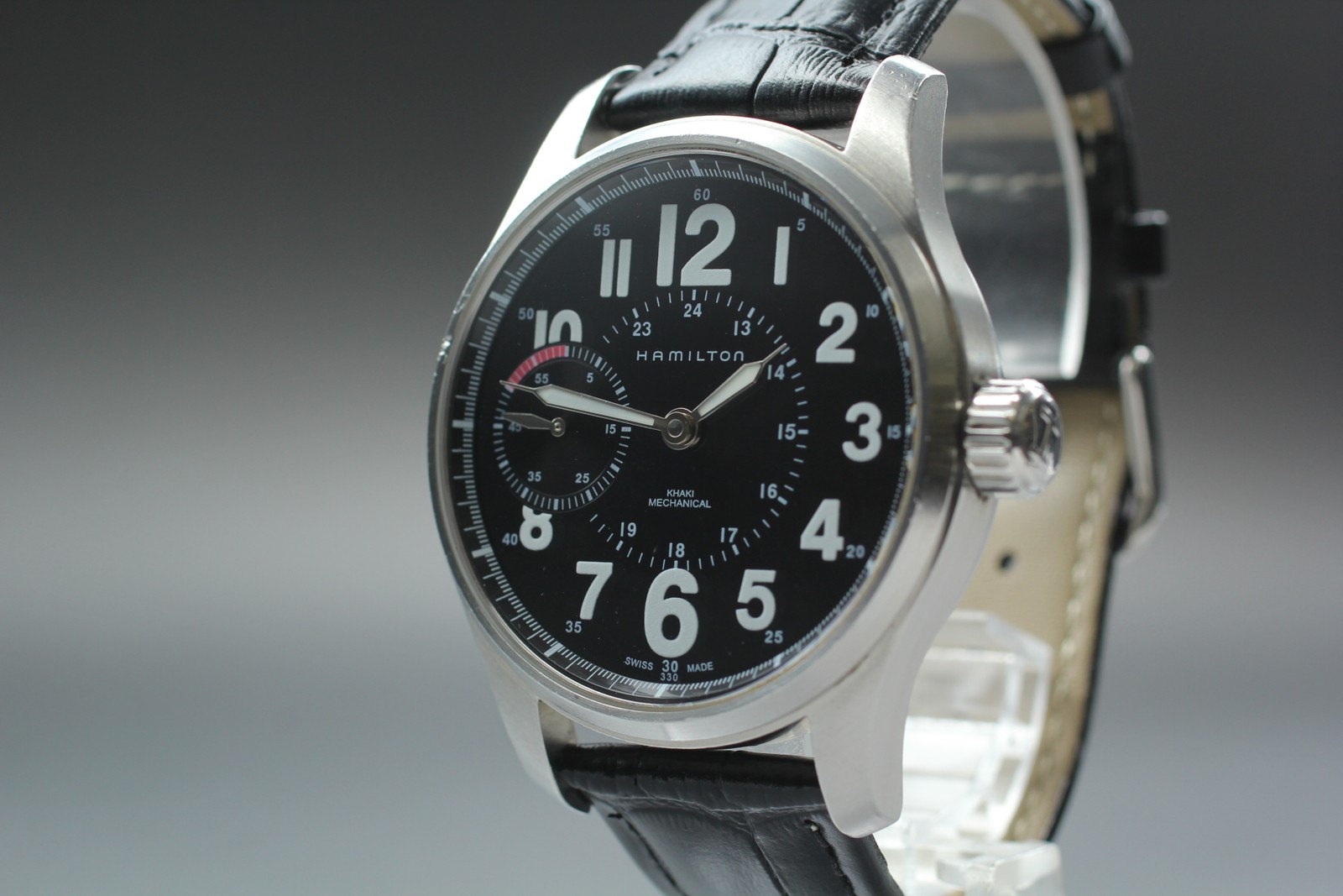 [N MINT] HAMILTON Khaki Field Officer Mechanical H696190 Black Dial Men's Watch