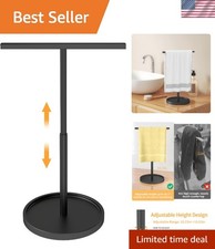 Hand Towel Stand Towel Holder for Bathroom Kitchen Adjustable Black T-shape