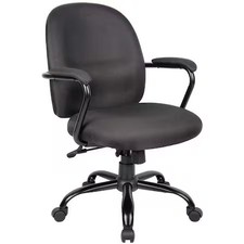 Executive Chair, Fabric Black, Height 34" To 37-1/2", 6Gnn8