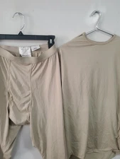 Special Medium Regular level 1  Silk Thermal Tan Pants & Top Set  Sand Tan