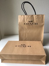 Coach Paper Shopping Gift Bag Brown 10  X 8  x 4.5  with Small Gift Box