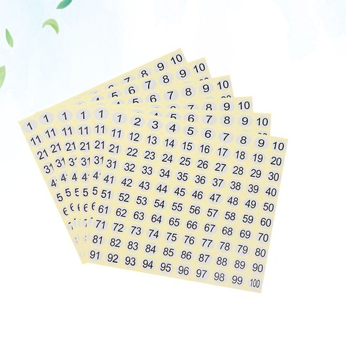 30 Hojas Número Pegatinas 1-100 Etiquetas Ropa Etiquetas Redondas Apliques Decorativos - Imagen 3 de 11
