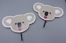 Set of 2 Koala   8" x 5" Children's Room Wall Plaques w/ Hooks Coat Hangers