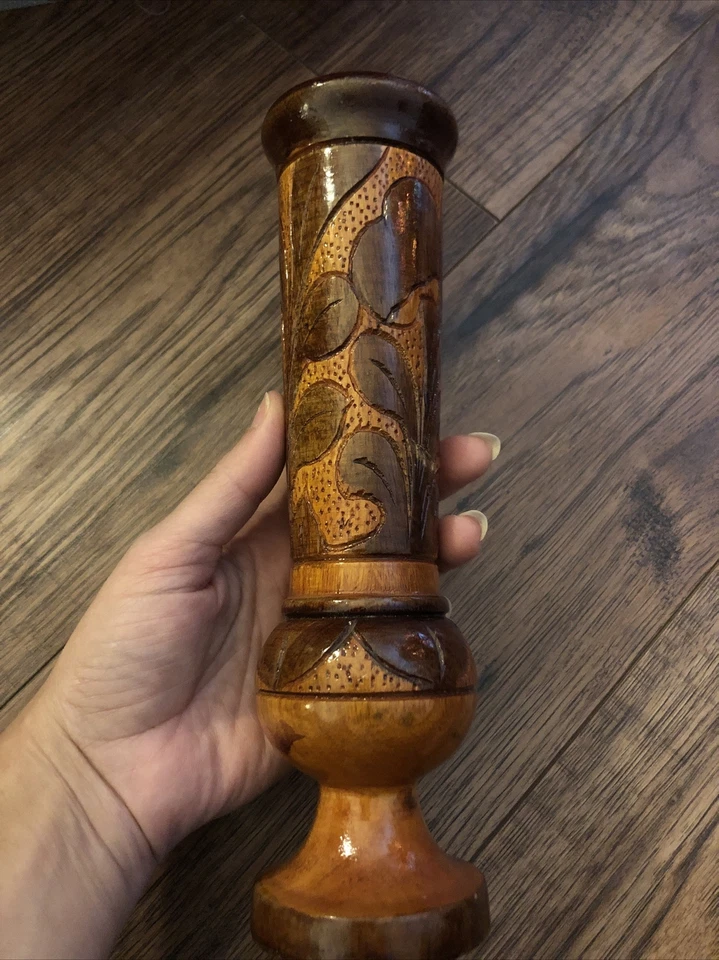 Jarrón/candelabro de madera hecho a mano Foto 4 de 4