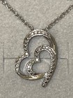 *NEW ITEM* ZALES Jewelers Sterling Silver 2 Heart Shaped Diamond Necklace 18 In — photo 5