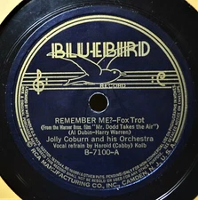 Jolly Coburn Remember Me / Am I in Love Dance Band Vocal 78 RPM Bluebird 7100