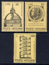 VATICAN Sc#515-7 1972 Bramante, Architect of St. Peter's Cathedral MNH