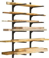Lumber Wood Storage Metal Rack 6-Level Adjustable Wall Mount for Garage Basement