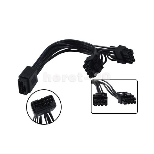 16Pin(12+4) 12VHPWR Female to Dual 8pin(6+2) Male Video Card Adapter Cable 19CM