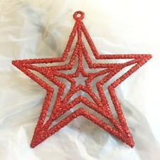 Red Glittered 5-point Star Christmas Ornament Geometric Design Buy 20 Free Ship