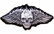 HUGE WINGED SKULL EMBROIDERED PATCH JBP50 bikers skull wings vest patches NEW