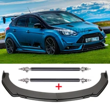 For Ford Focus ST RS Carbon Front Bumper Lip Chin Spoiler Splitter + Strut Rods