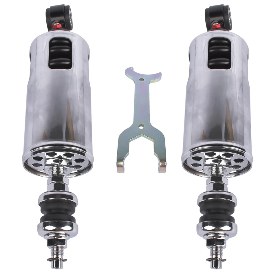 2x Rear Suspension Shocks Adjustable Chrome for Harley Softail Fatboy 2000-2017 - Image 2 of 4