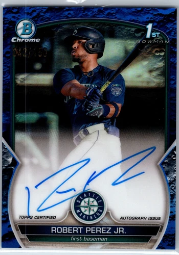 2023 Bowman Chrome Robert Perez Jr Blue Lunar Crater 1st Auto #/150