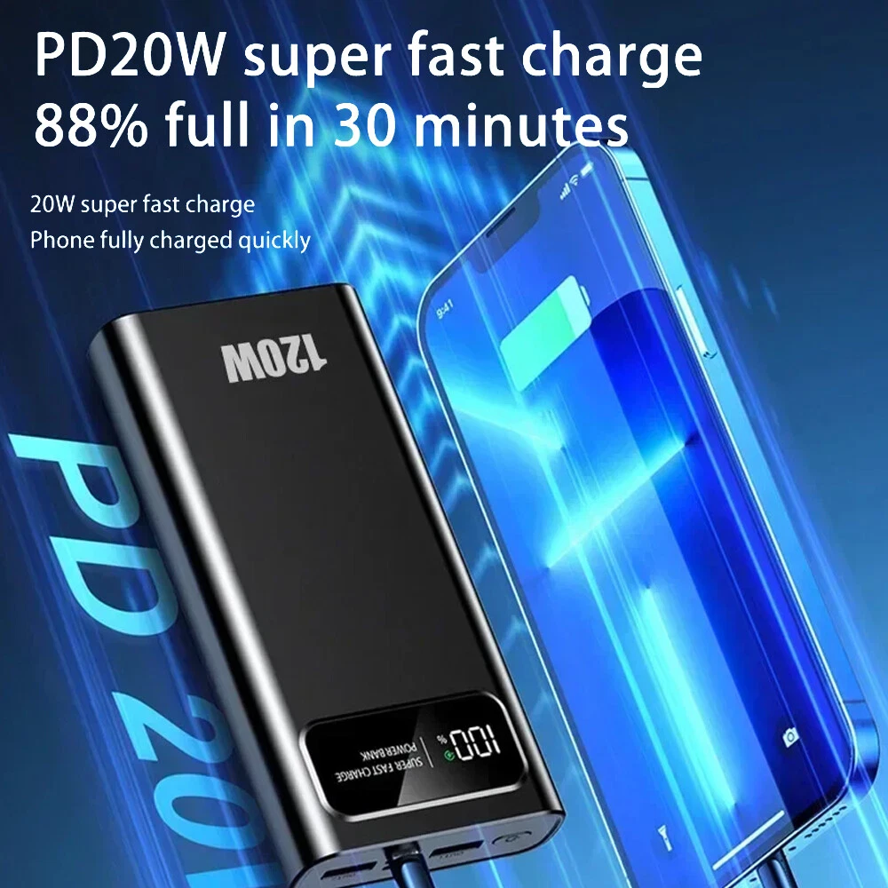 Power Bank 50000mAh 120W USB C Fast Charging Portable Charger for Camping Travel