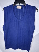 1980's New Yorker Sportswear Men  s Blue Vest 100 Virgin Acrylic Small Vintage