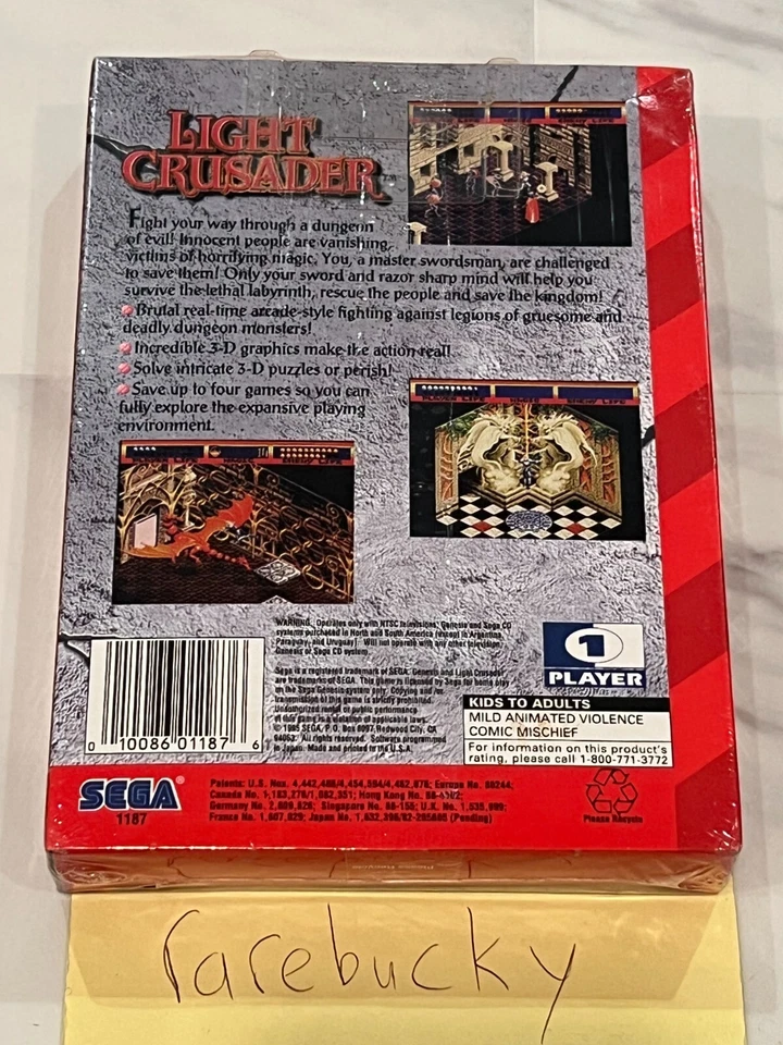 Light Crusader (Sega Genesis) NEW FACTORY SEALED, NEAR-MINT, RARE! - Image 2 of 4