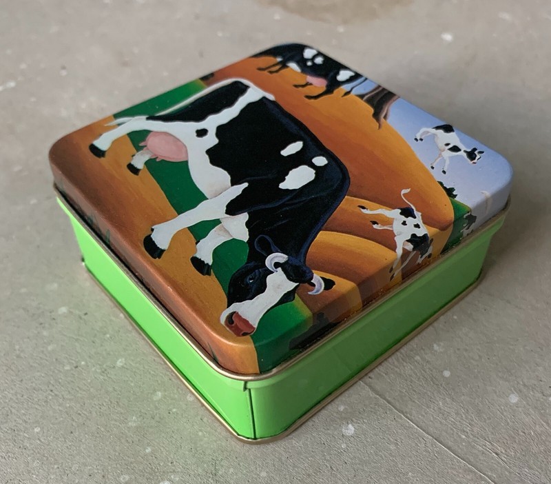 Vintage Miniature Johann Baptist Zeller Tin Box Canister with Lid J. Luber Basel