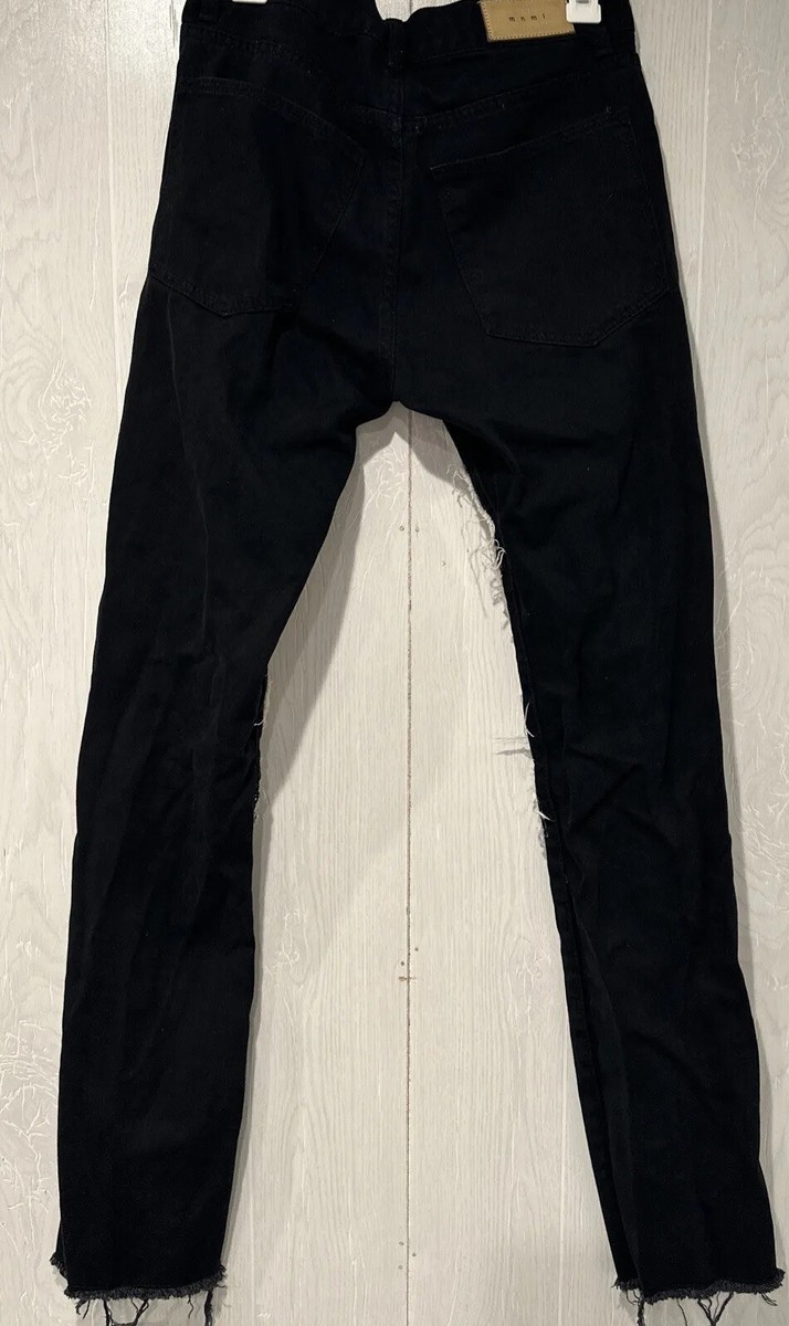 Mnml Men's 30x34 Skeleton Skull Denim Jeans Straight Black
