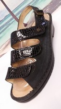 Finn Comfort Women's Black Leather Adjustable size UK 7D Jersey Soft EXCELLENT