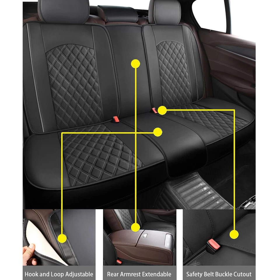 Juego completo de fundas de asiento de auto de cuero sintético de lujo delanteras traseras cojín para Acura Foto 4 de 4