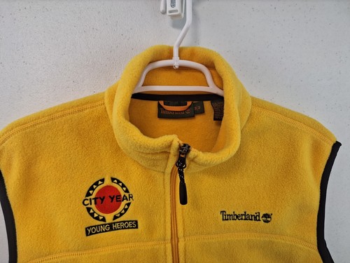 City Year Young Heroes TIMBERLAND Adult Medium Gold Yellow Full Zip Fleece Vest - Picture 2 of 3