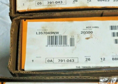 L357049NW Tapered Roller Only Bearing CONE NEW TIMKEN US BOX PACK L 357049 NW