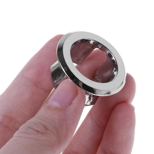 2pcs Bathroom Basin Sink Overflow Ring Chrome Hole Cover Cap Inserts Round - Picture 6 of 7