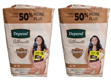 2 Depend Silhouette For Women Small Max Absorbency 26 pks 52 Ct Total Skinguard