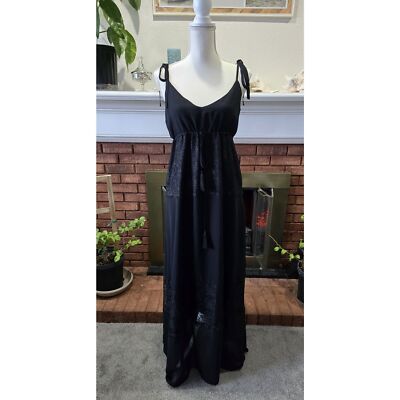 FOREVER 21 Medium Black Midi Dress Shoulder Tie Lace Detail Lined Adjust  Empire | eBay