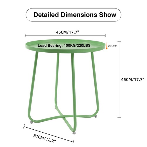 Outdoor Side Tables Small Round Metal End Table Portable Indoor for Patio Yard - Picture 17 of 70