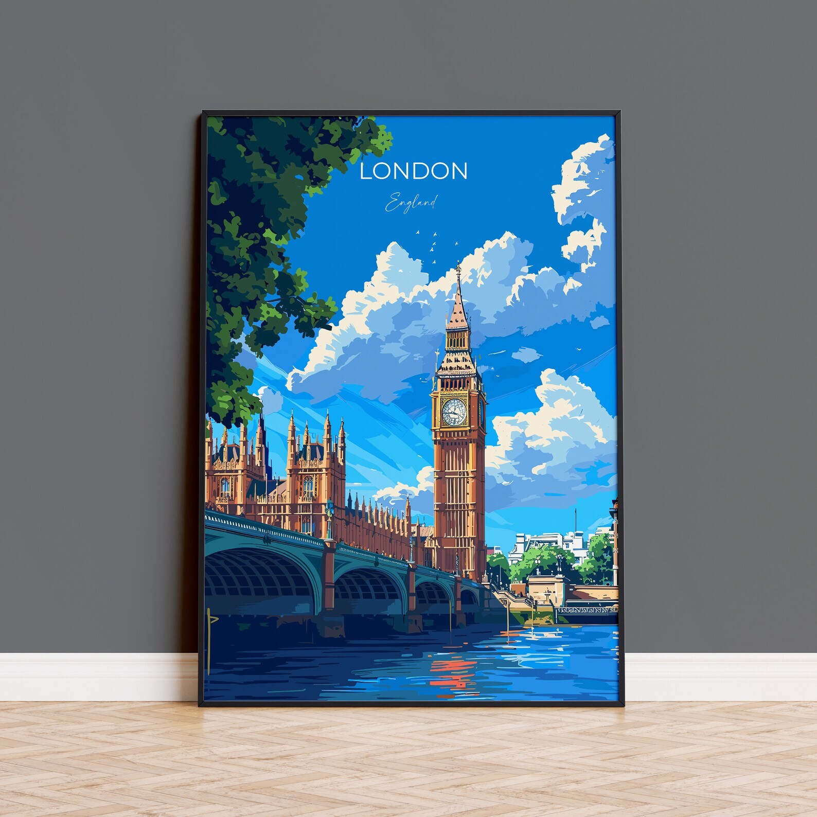 London Travel Poster Wall Art Travel Print Of London London Art Lovers Gift Big
