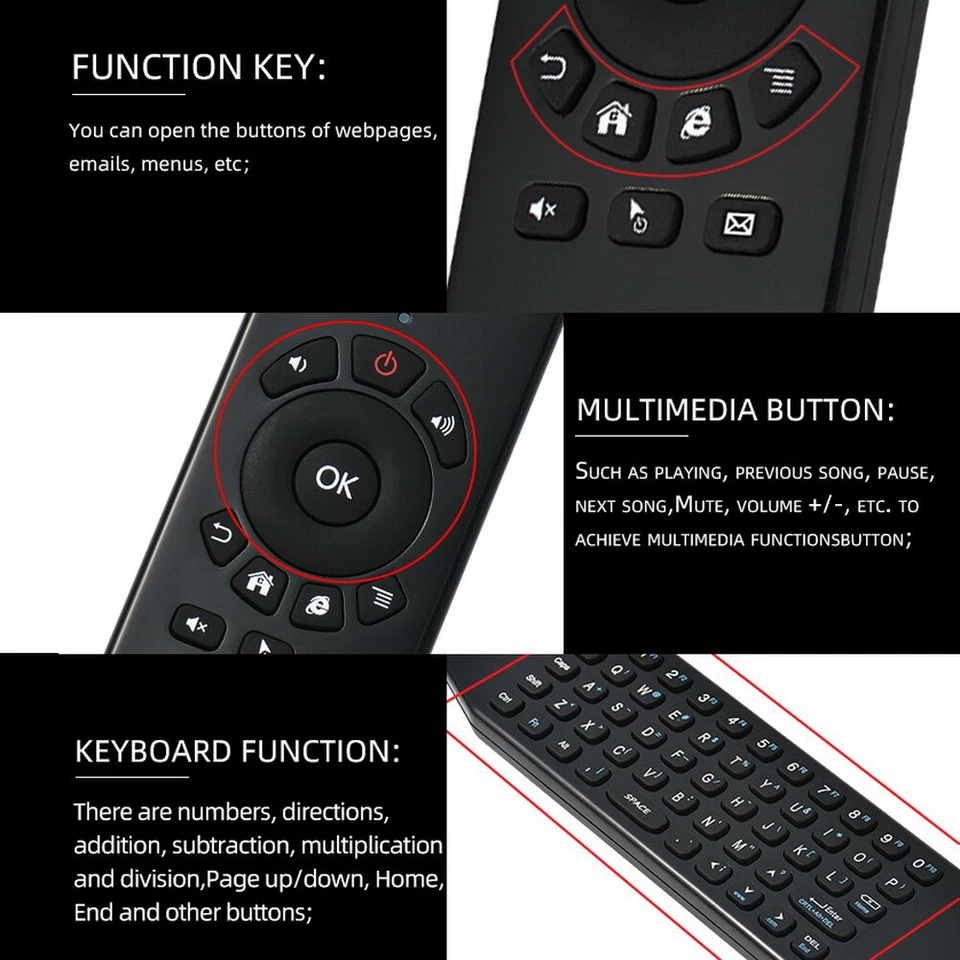 Wireless Remote Control Keyboard Air Mouse 2.4G For XBMC Android TV Box Mini PC - image 3 of 4