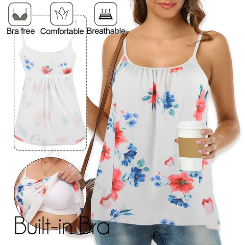 Sujetador Cosido Construido Copa Sin Mangas Camisola Camiseta Top Sujetador Blusa Relajada S-4XL - Imagen 25 de 42