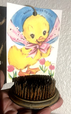 Vtg 3" ROUND Metal Pin Spike FLOWER FROG Zinc EPHEMERA DISPLAY Rustic Large