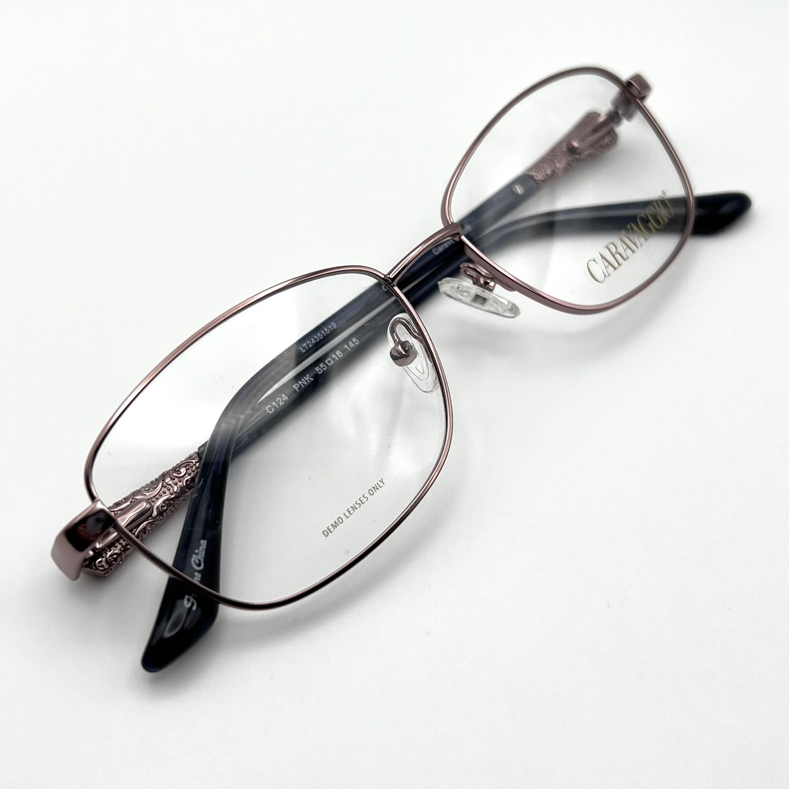 Caravaggio C124 Eyeglass Frame Spring Square Metal Pink Rose Gold Blue 55-16-145 Blue Turquoise Jasper Necklace Gemstone choker Sterling  main image 4