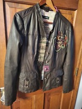 Oakwood Brown Leather Buttery Soft Leather With Embroidery Ladies 2xl