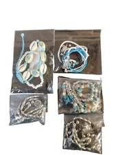 Ankle Bracelet Set Beach Shells X8 Pieces Adjustable Turtle Beads Starfish New